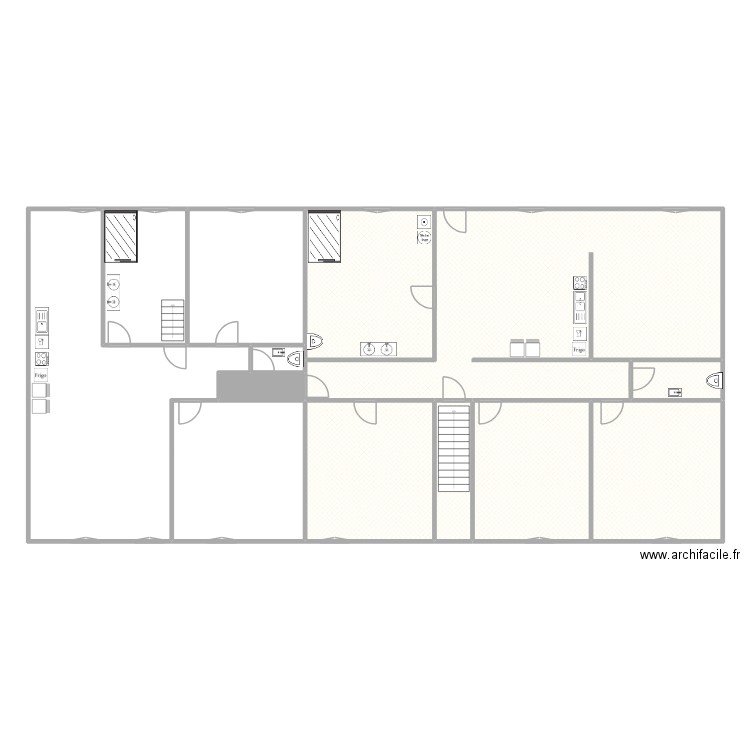1er étage aménagement V1. Plan de 13 pièces et 286 m2