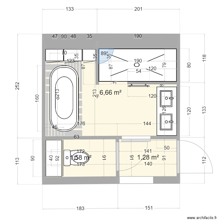 SdB étage ver2. Plan de 0 pièce et 0 m2