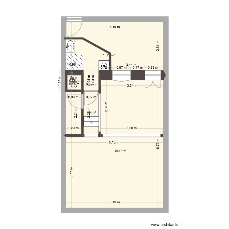Rénovation. Plan de 4 pièces et 48 m2