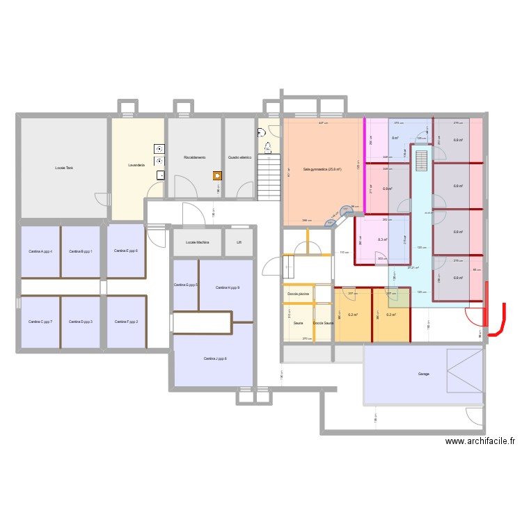 Ascona Cantina 13. Plan de 47 pièces et 363 m2