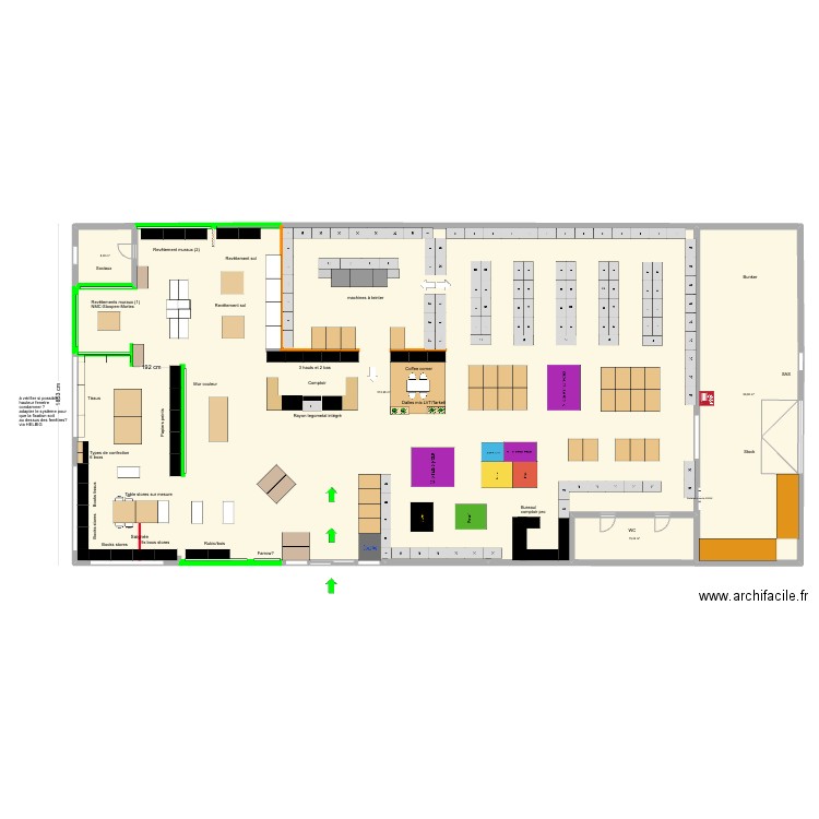 Proshop-Cuesmes. Plan de 6 pièces et 698 m2