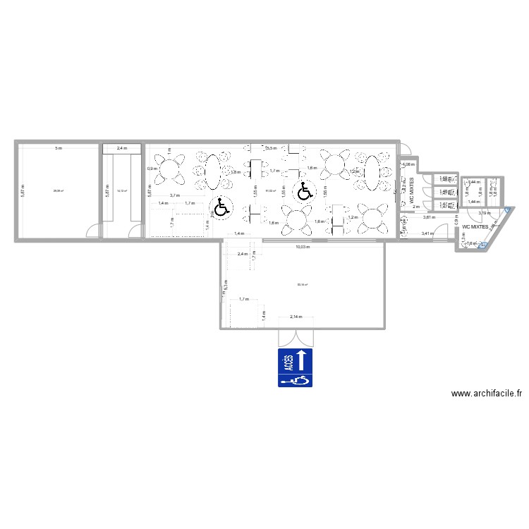Restaurant repos. Plan de 11 pièces et 212 m2