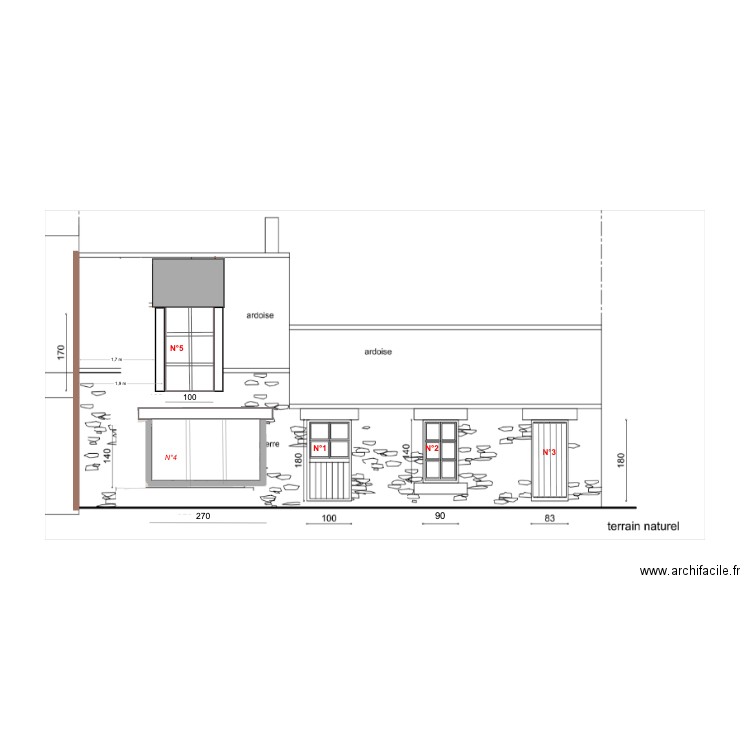 Façade sept 25. Plan de 2 pièces et 1 m2