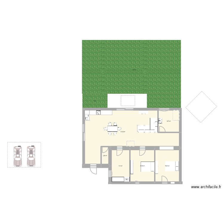 souvigné. Plan de 6 pièces et 113 m2