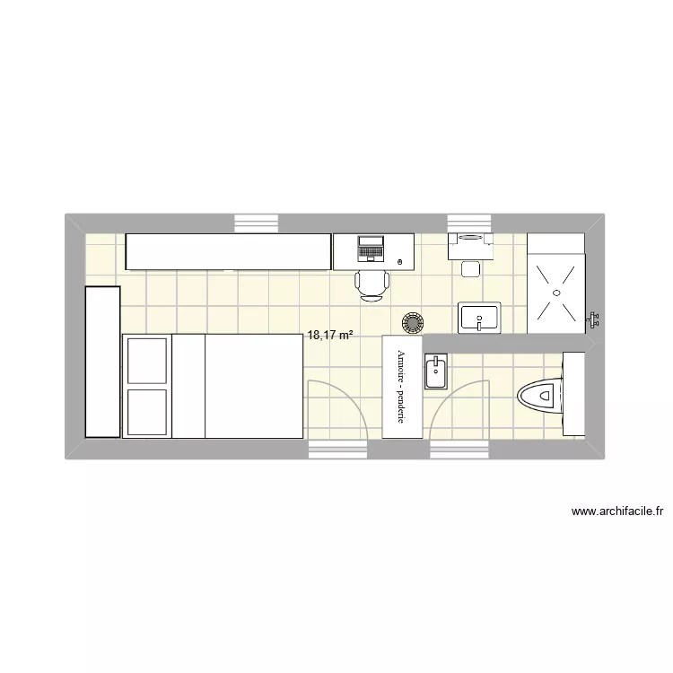 CHAMBRE GIU 2. Plan de 1  et 18 m²