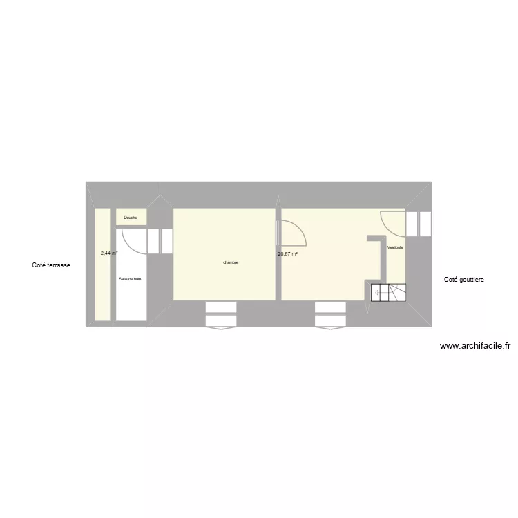 zonza assurance rdc. Plan de 2  et 23 m²