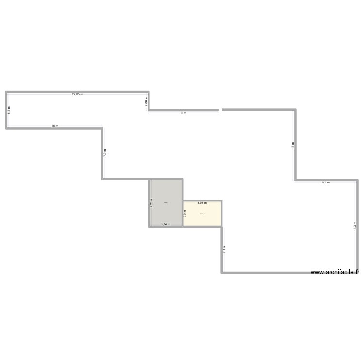 skishop v1. Plan de 2 pièces et 60 m2
