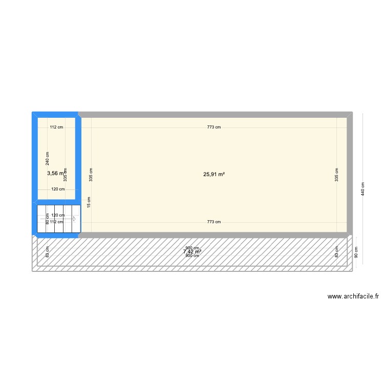 Piscine 1. Plan de 3 pièces et 37 m2