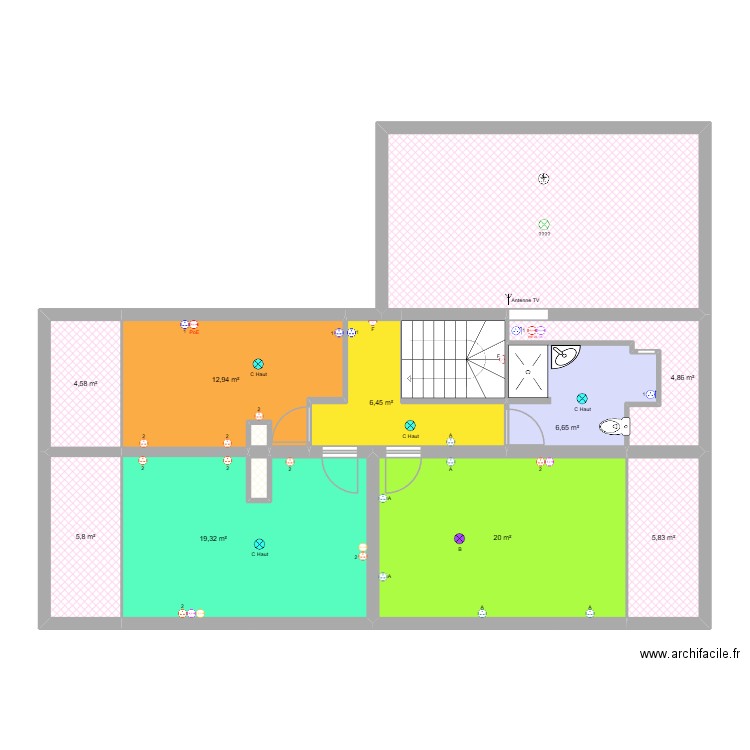 maison2. Plan de 13 pièces et 119 m2