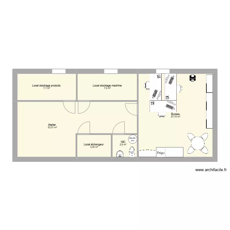 Locaux ch&eacute;zard. Plan de 6  et 71 m²