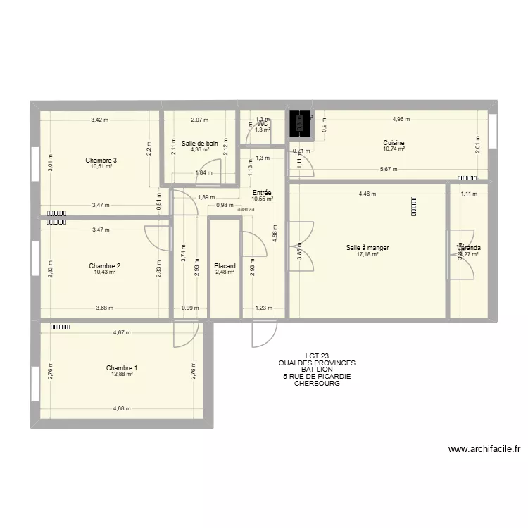 BAT LION APP23. Plan de 11  et 85 m²