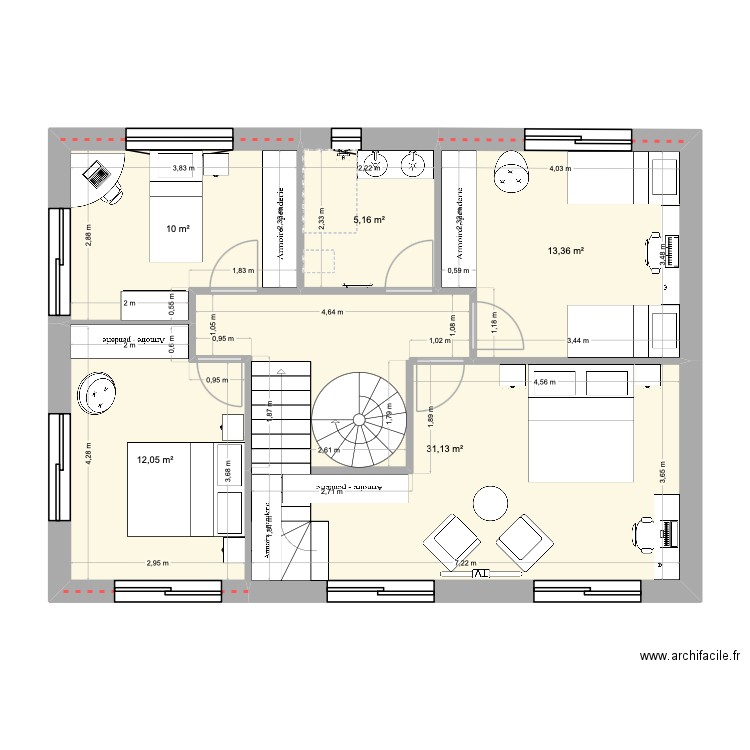 MAISON R1. Plan de 5 pièces et 72 m2