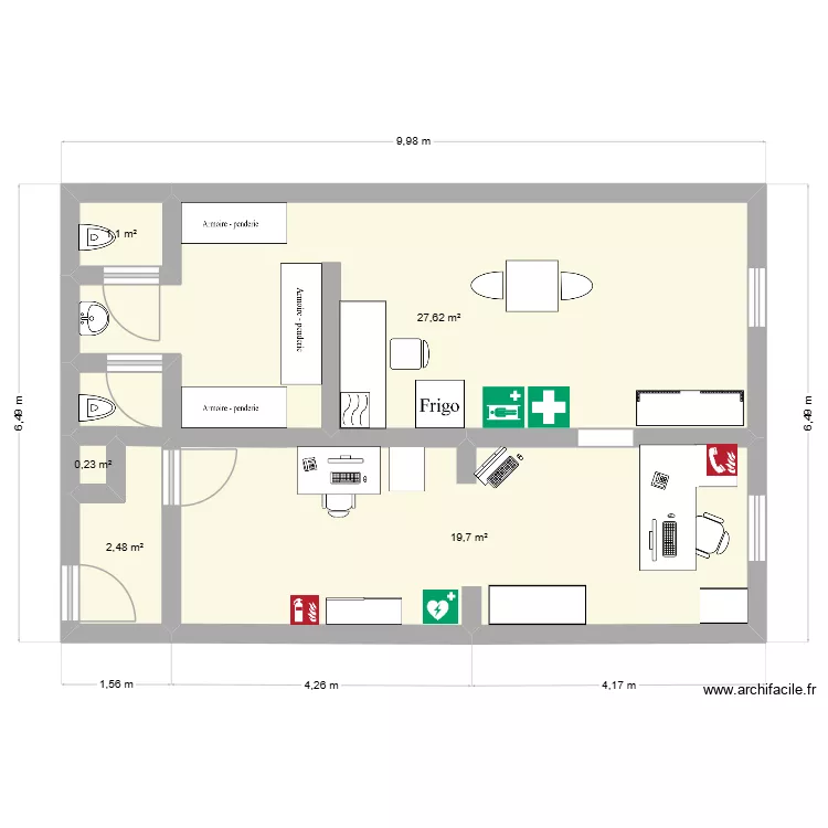 Hypoth&egrave;se 1. Plan de 5  et 51 m²