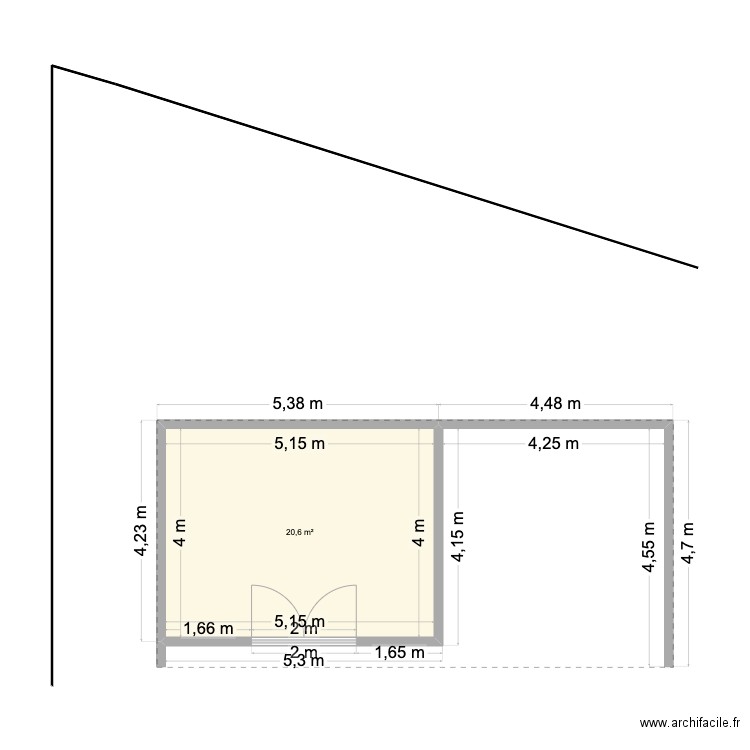 abri de jardin. Plan de 1 pièce et 21 m2
