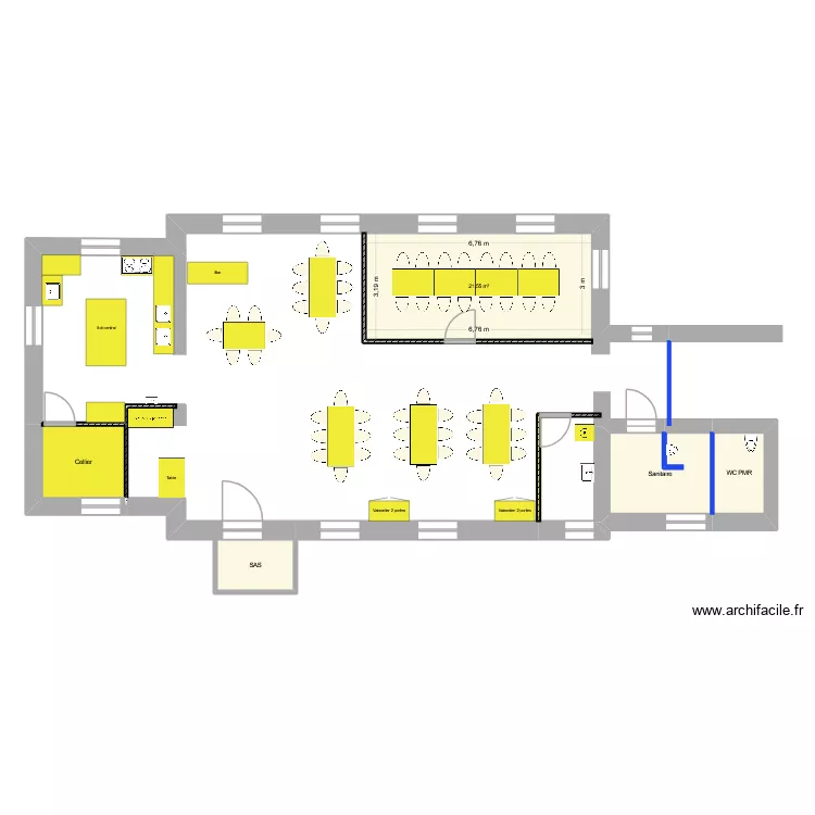 Cuisine c&ocirc;t&eacute; jardin 2. Plan de 5  et 41 m²
