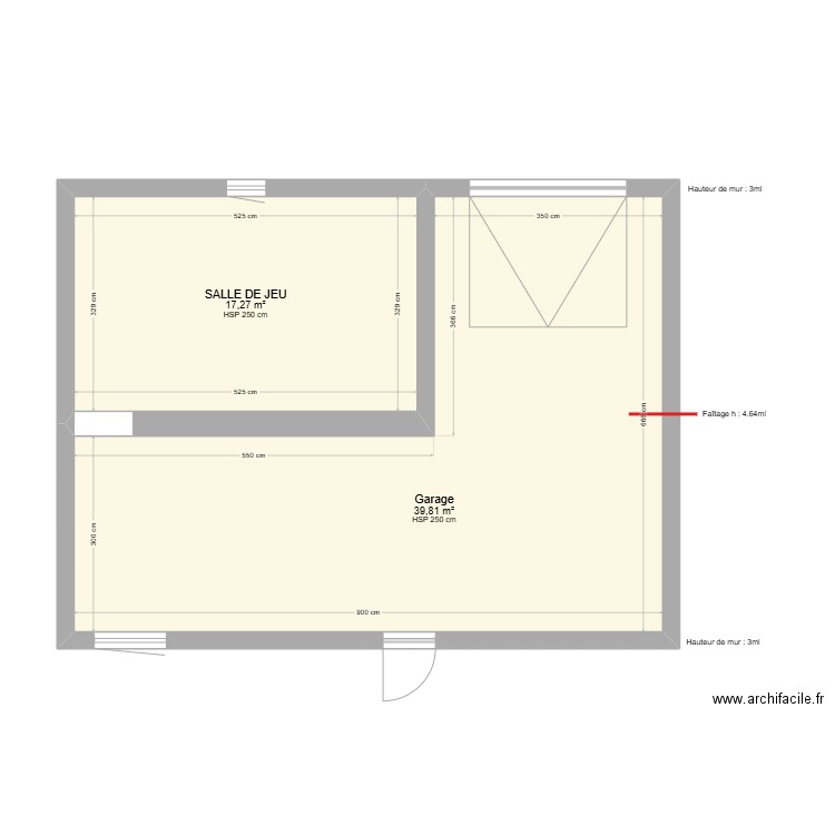 PLAN USTA GARAGE. Plan de 2 pièces et 57 m2