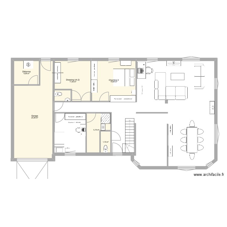 BOVES. Plan de 6 pièces et 65 m2