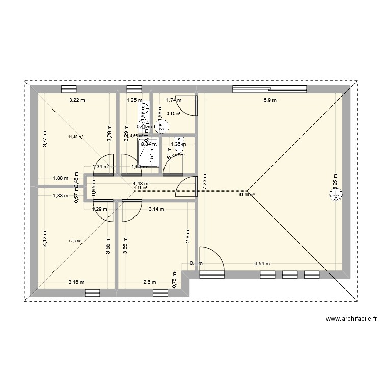 plan 2. Plan de 7 pièces et 91 m2