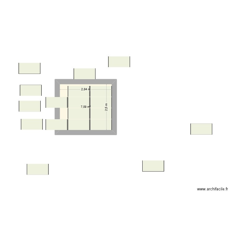calpi sdb. Plan de 1 pièce et 7 m2