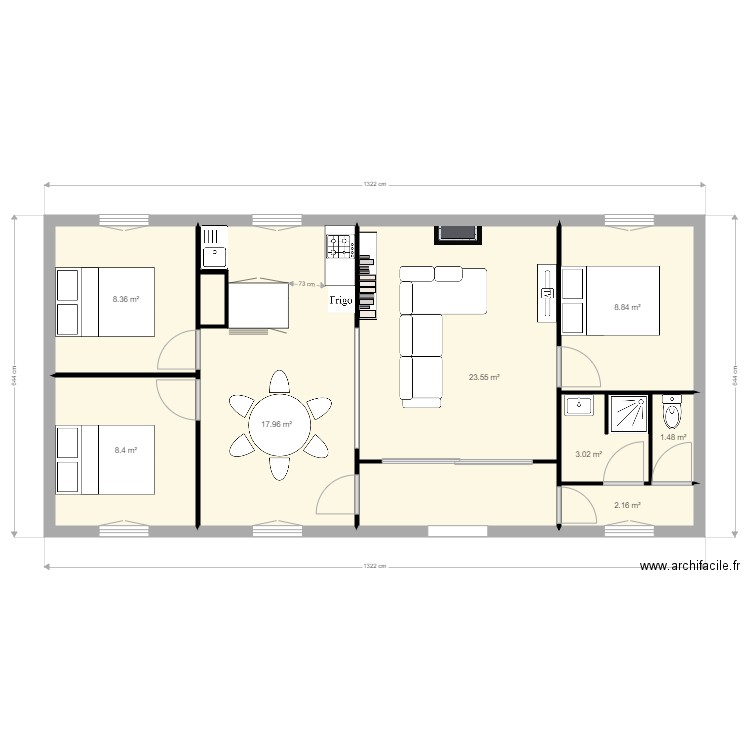 maison oleron. Plan de 9 pièces et 74 m2