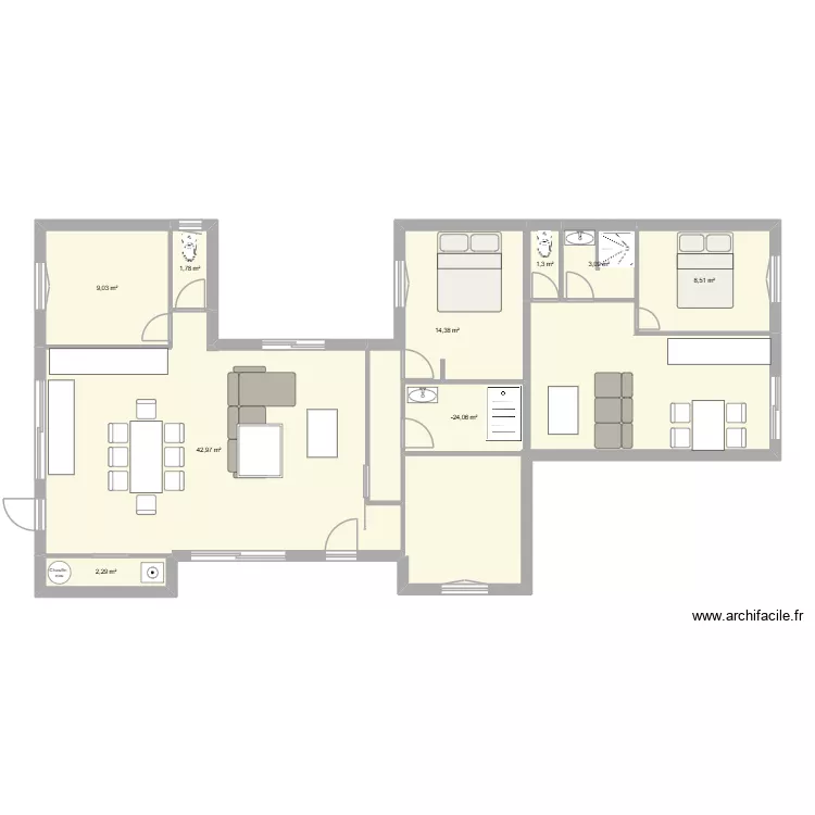 LEGE. Plan de 9  et 89 m²