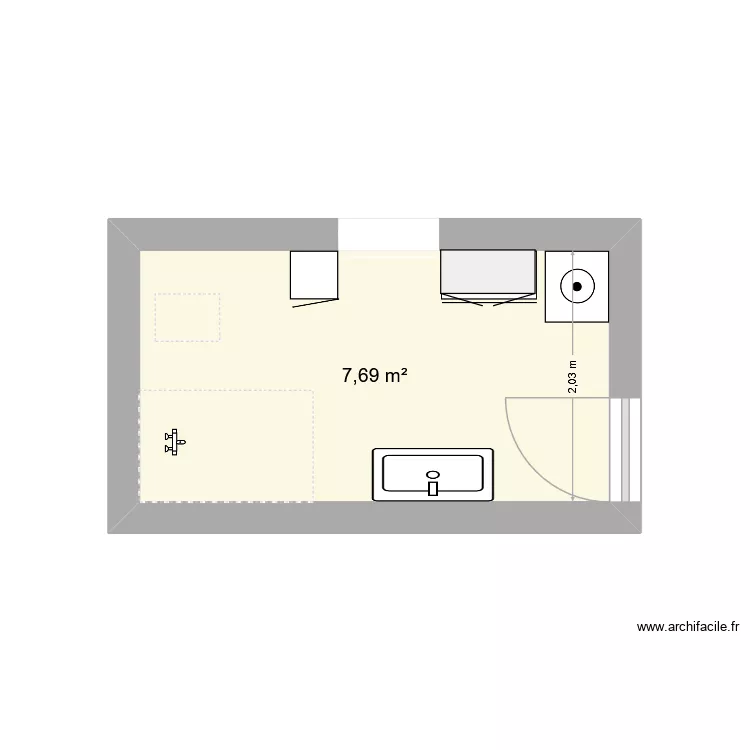 Correze SDB 01. Plan de 1  et 8 m²