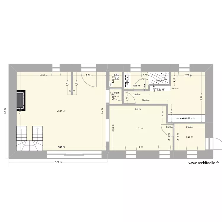 Plan sans meuble. Plan de 16  et 177 m²