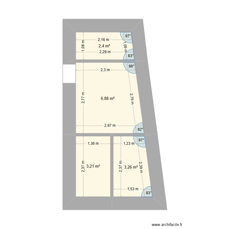 pièce chat 2. Plan de 4 pièces et 16 m2
