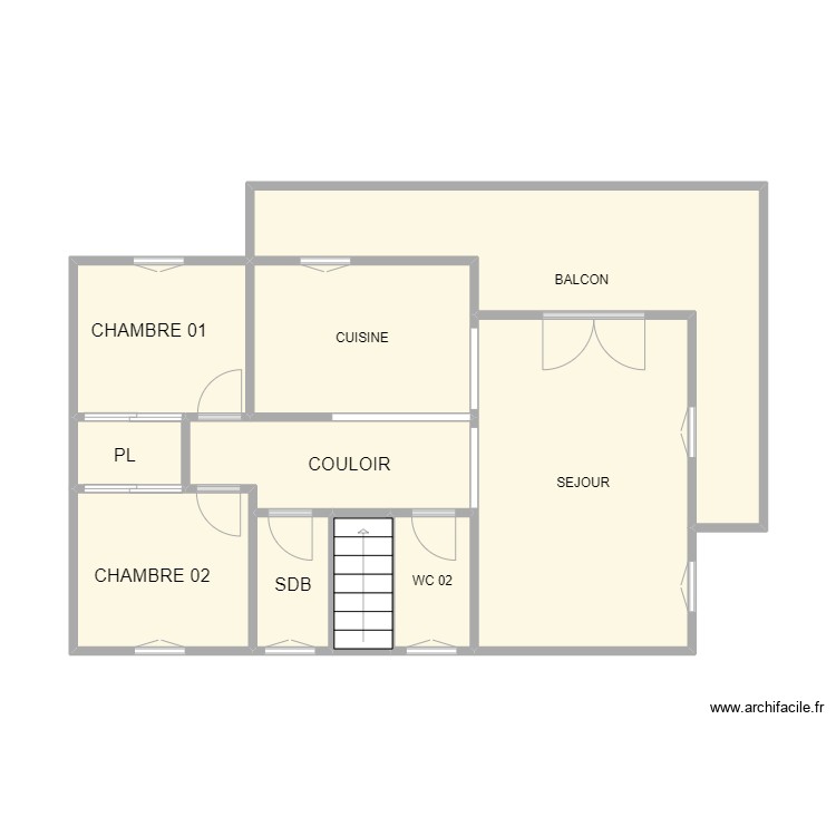 VAUVERT  ETAGE REINE. Plan de 10 pièces et 51 m2