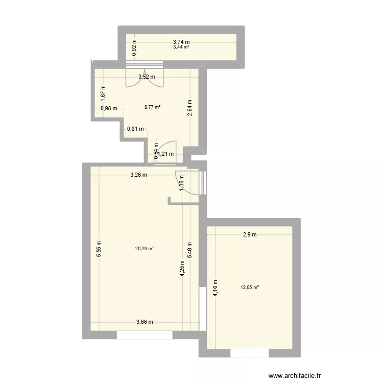 Loubassane origine. Plan de 14  et 77 m²