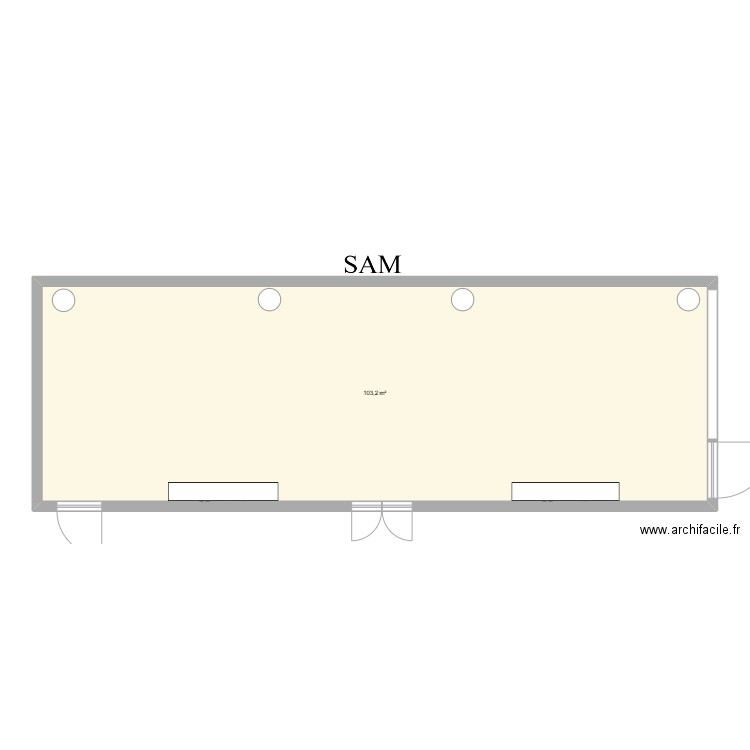 SAM. Plan de 1 pièce et 103 m2