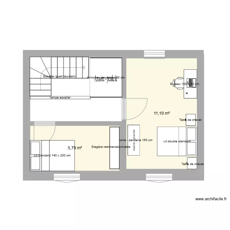chambre. Plan de 2 et 17 m² chambre. Plan de 2 et 17 m²