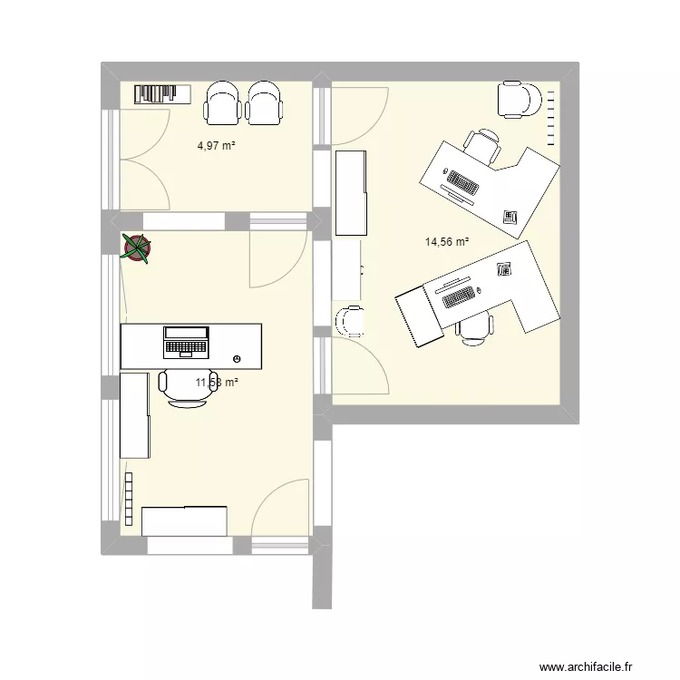 Bureau actuel. Plan de 