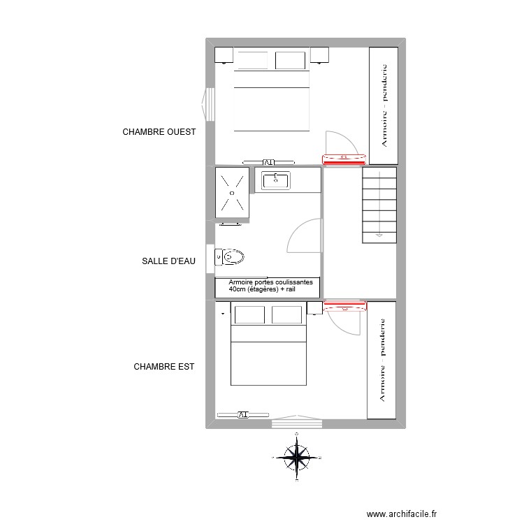 ETAGE AMENAGEMENT. Plan de 2 pièces et 37 m2