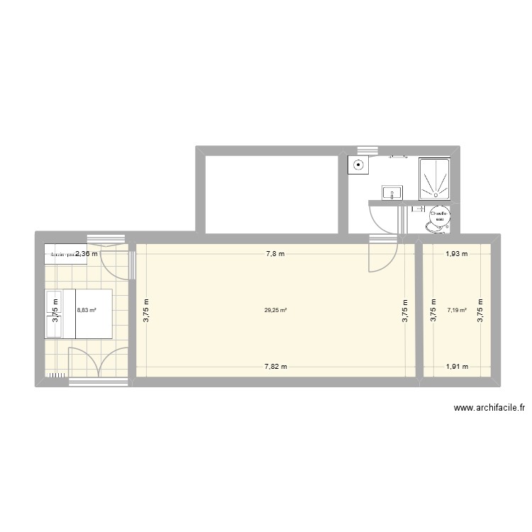 TEST 2 MAISON. Plan de 3 pièces et 45 m2
