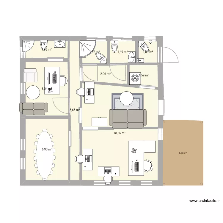 Bureau olga. Plan de 10 Pièces et 45 m² Bureau olga. Plan de 10 Pièces et 45 m²