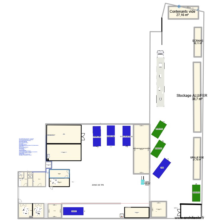 Logistique collecte. Plan de 20 pièces et 436 m2