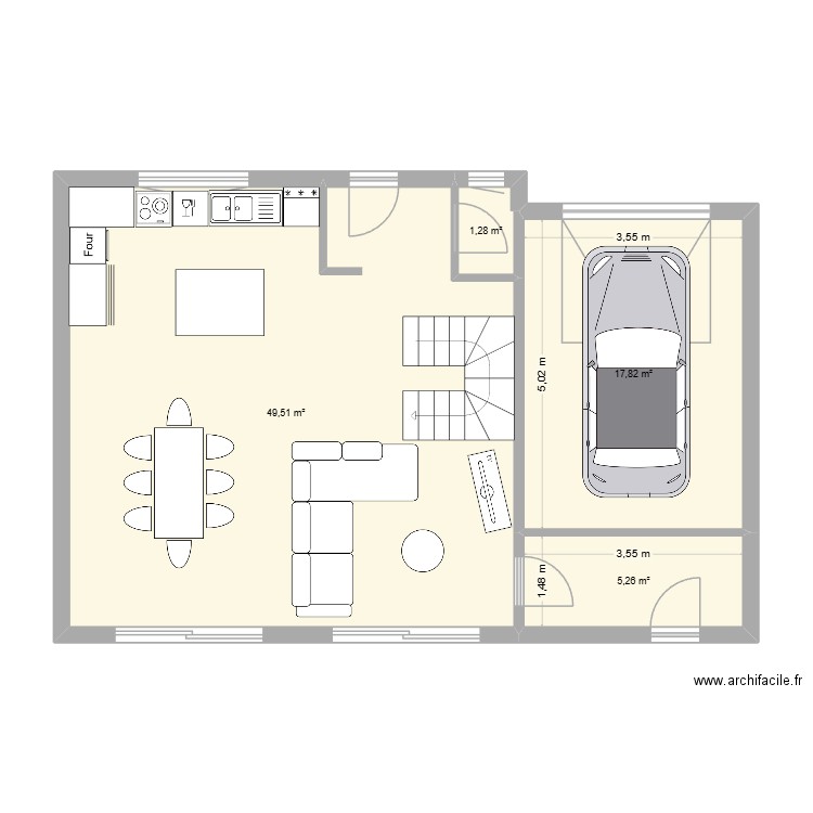 MAISON CONSTRUCTION. Plan de 4 pièces et 74 m2