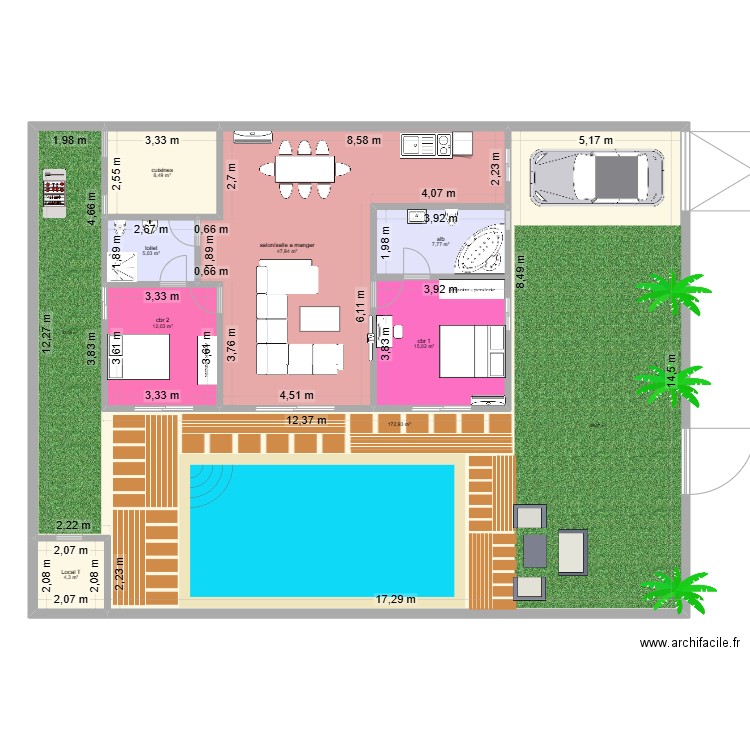 Plan 150m². Plan de 8 pièces et 274 m2