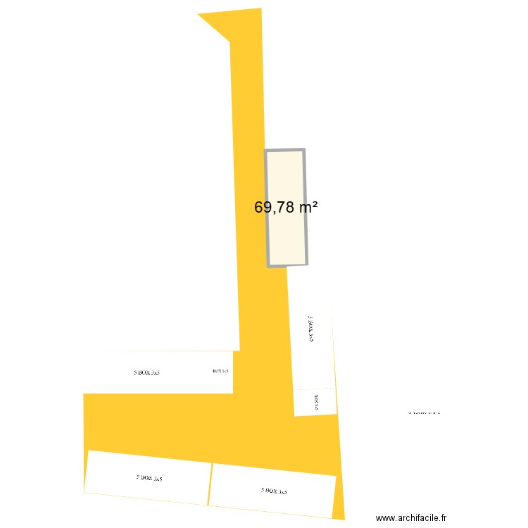 Projet box cour cheverny. Plan de 1 pièce et 70 m2