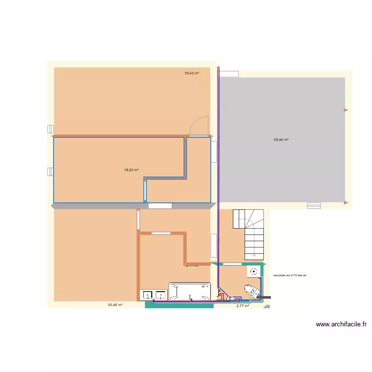 &eacute;tage sonnac eau et evacuation. Plan de 