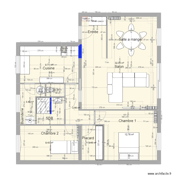 MORVAN. Plan de 10 pièces et 79 m2