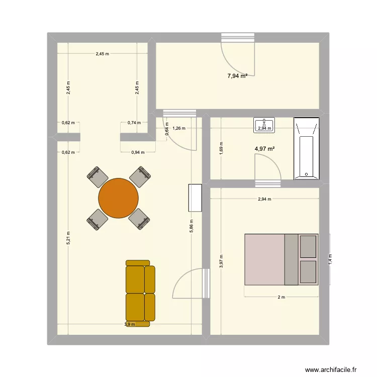 LLN. Plan de 4  et 52 m²