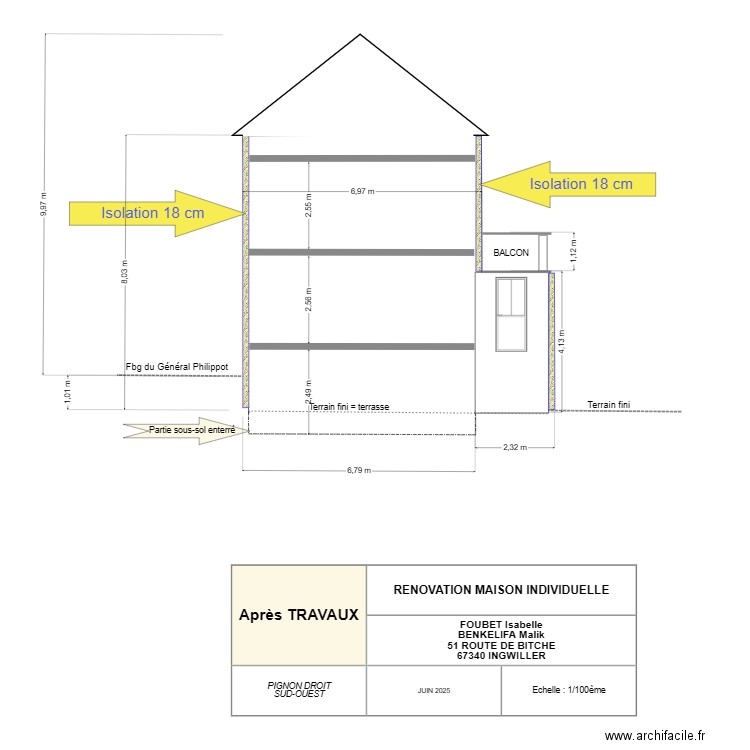 FOUBET ISABELLE Coupe AA  FUTUR (SO). Plan de 0 pièce et 0 m2