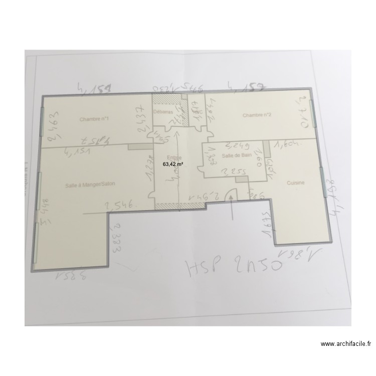 paris 18 - Vcaro3. Plan de 1 pièce et 63 m2
