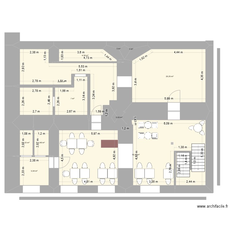 AVP 2 - Niveau -1. Plan de 11 pièces et 125 m2
