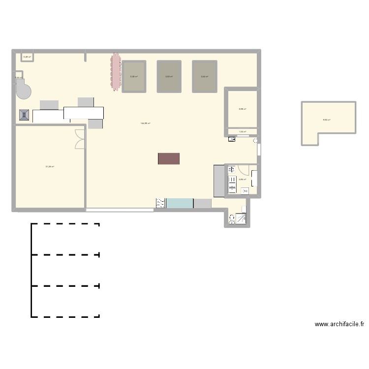 boulangerie 1. Plan de 11 pièces et 221 m2