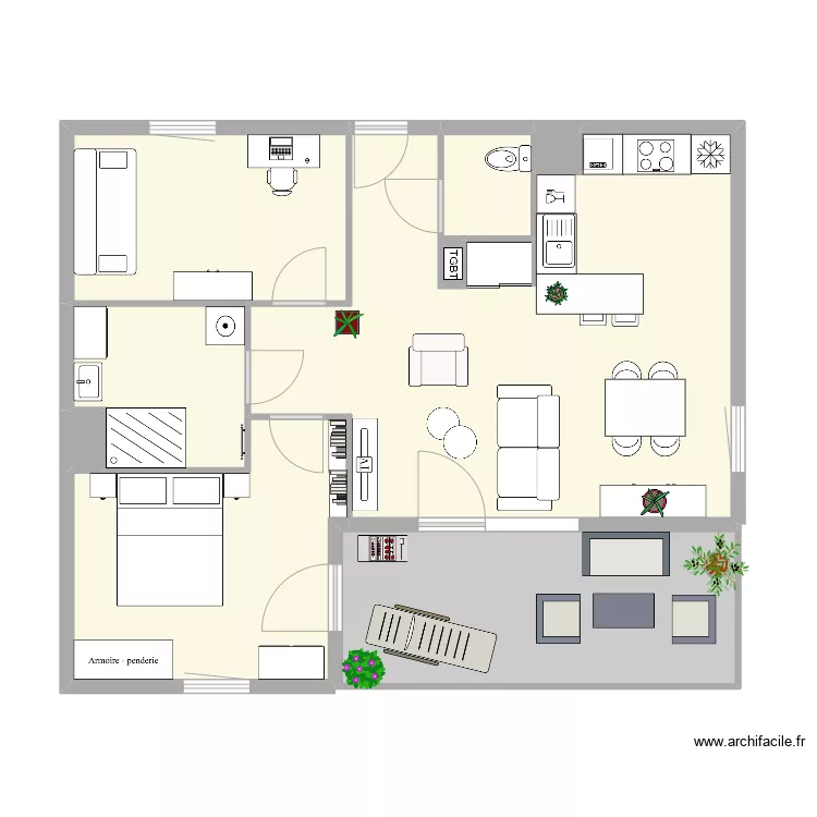 Appartement F3 lot 03 Le Clos des Vignes &agrave; H&eacute;singue. Plan de 