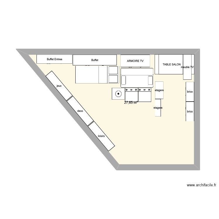 garage. Plan de 1 pièce et 28 m2