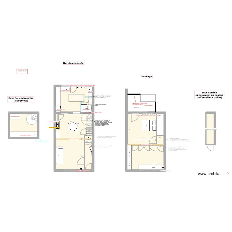 Plan maison - bâti et plomberie. Plan de 12 pièces et 96 m2